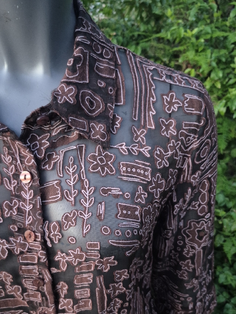 Koret Petite Ladies Vintage See-Thru Blouse W/Floral Overlay